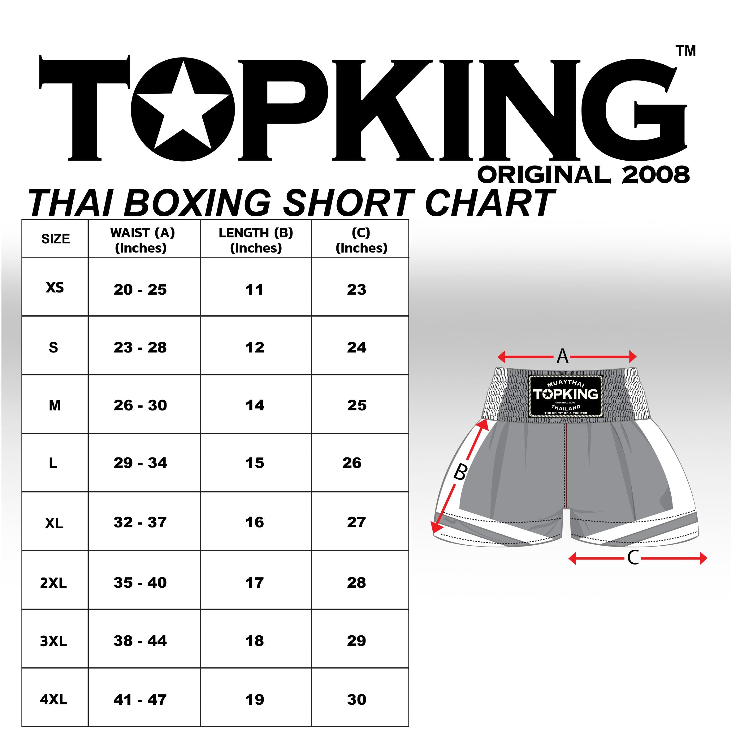 TOP KING Boxing Muay Thai - Pantalones cortos estilo normal